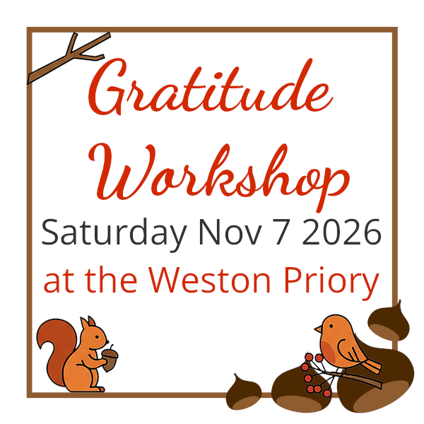 gratitude workshop with squirrel and bird on acorn
