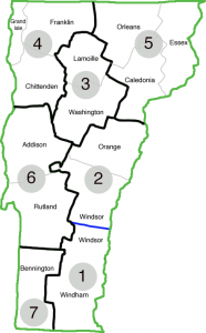 Vermont Area Map of Districts